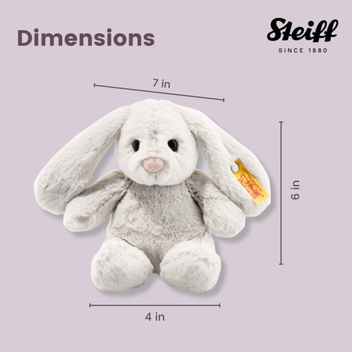 Steiff Hoppie Hase 18 cm hellgrau, Plüschtier Hase mit Schlappohren, Soft Cuddly Friends, flauschiges Stofftier zum K – Bild 2
