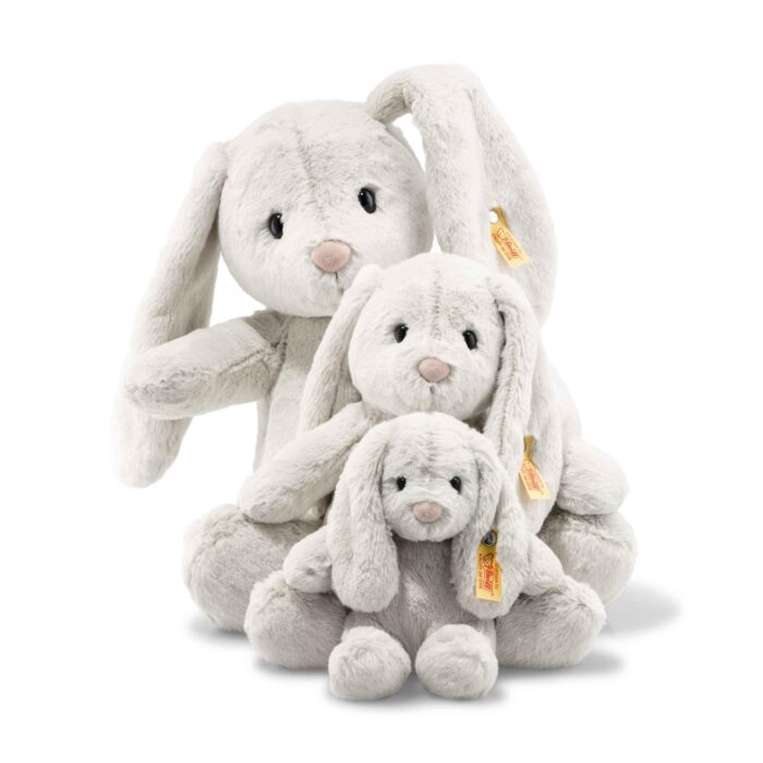 Steiff Hoppie Hase 18 cm hellgrau, Plüschtier Hase mit Schlappohren, Soft Cuddly Friends, flauschiges Stofftier zum K – Bild 5